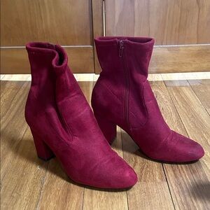 Women's Red Suede Ankle Boots